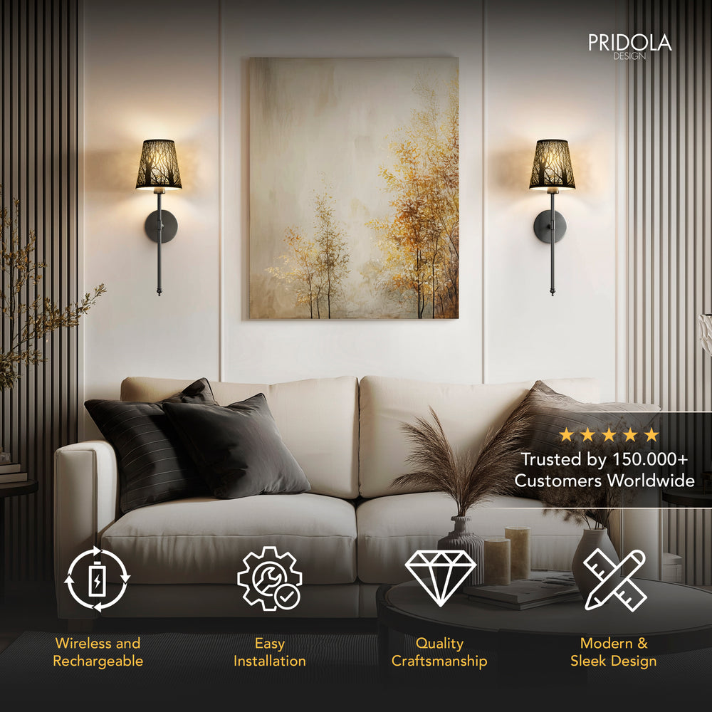 WIRELESS METALLIC WALL SCONCES (SET OF 2)