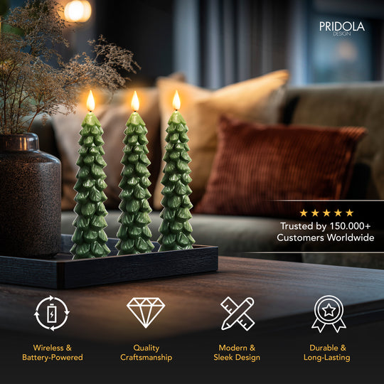 CHRISTMAS FLAMELESS WIRELESS CANDLES ( SET OF 3)