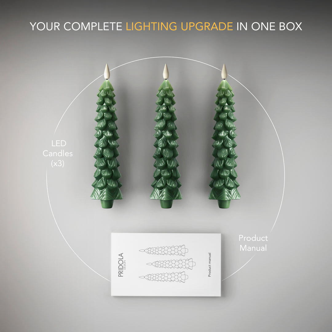 CHRISTMAS FLAMELESS WIRELESS CANDLES ( SET OF 3)