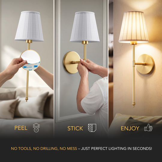 WIRELESS PLEATED WALL SCONCES (SET OF 2)